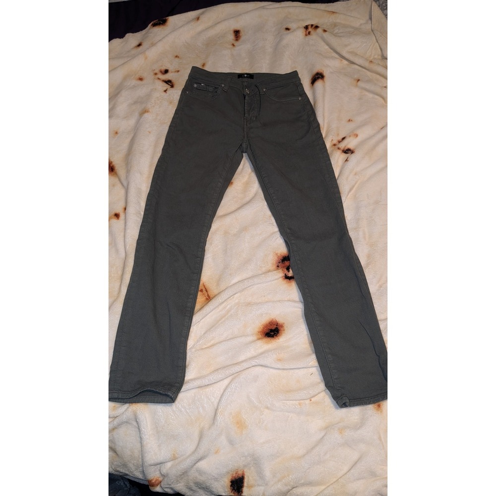 7 For All Mankind Josefina Skinny Boyfriend Jeans Olive Green Size 25 EW0086495S